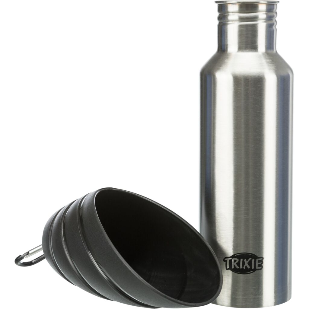 Edelstahl Flasche mit Trinknapf-Pfoten Feinstes