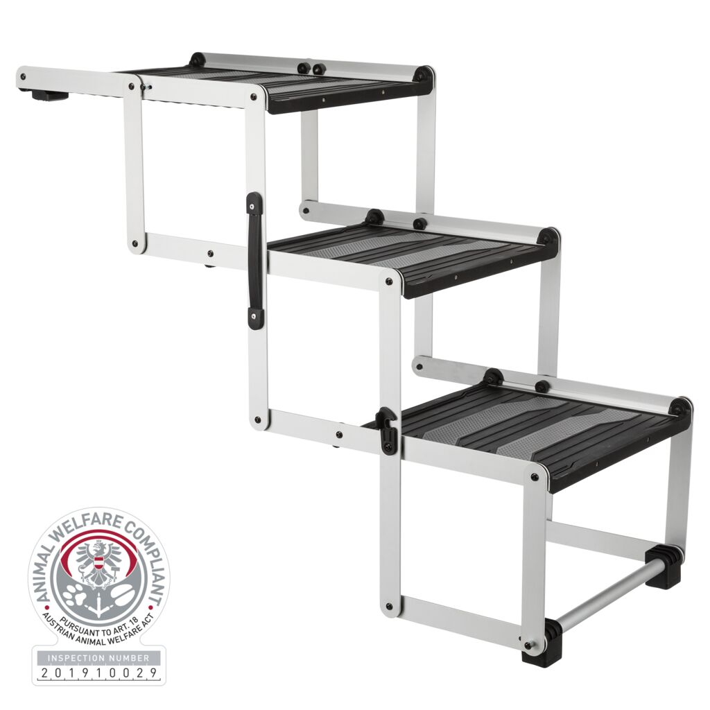 3-stufige Falt-Treppe, Aluminium/TPR-Pfoten Feinstes