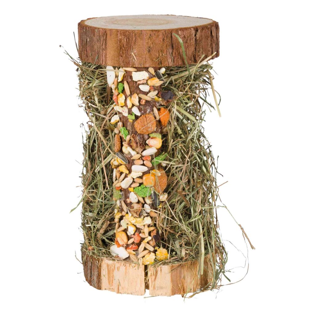 Holzturm mit Bergwiesenheu-Pfoten Feinstes