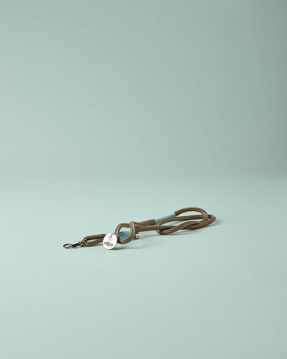  Hundeleine in Mint/Blau/TAN mit silbernen Beschlägen – elegante Premium-Leine, handgemacht in Österreich, für kleine Hunde