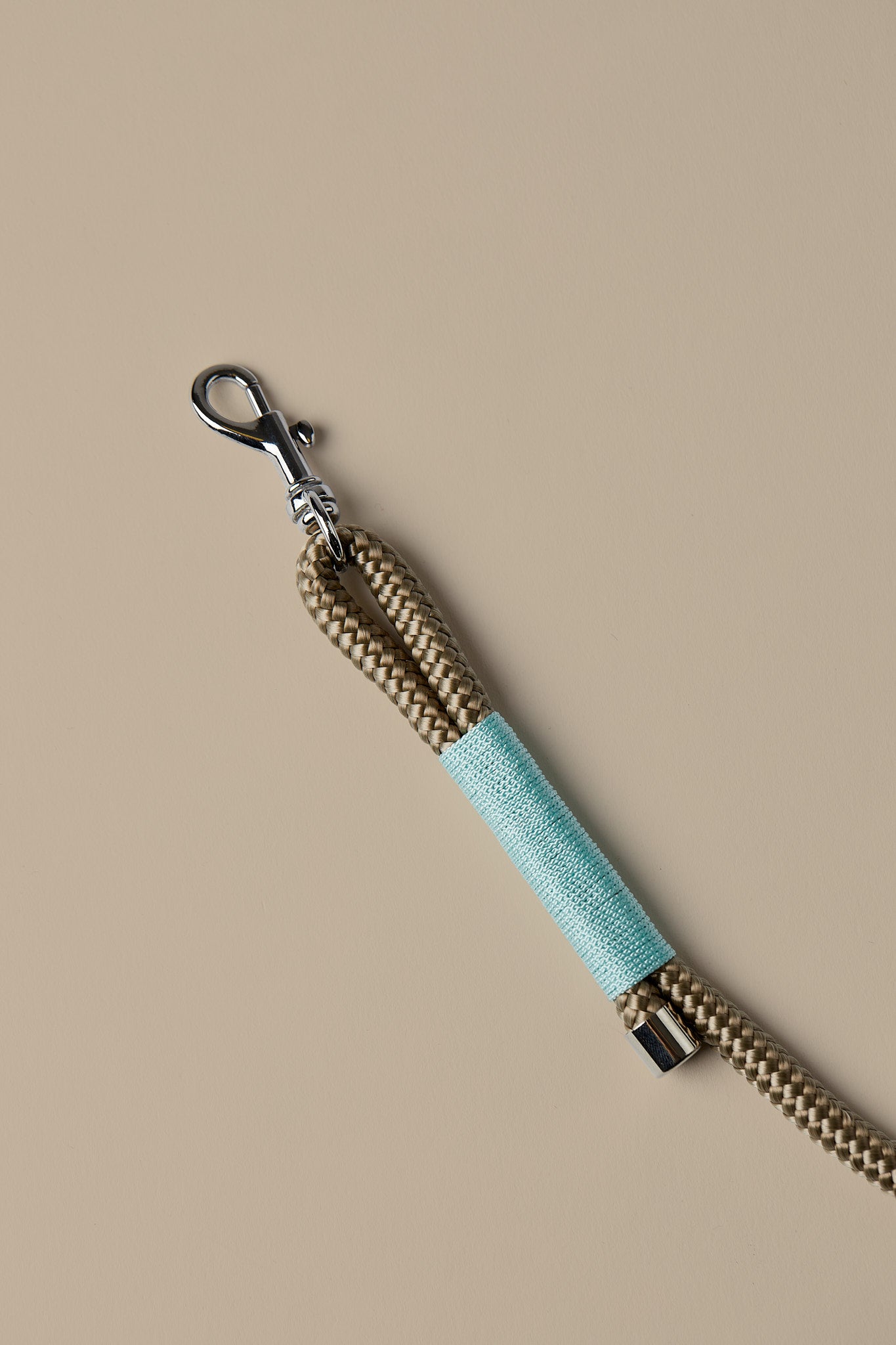  Hundeleine in Mint/Blau/TAN mit silbernen Beschlägen – elegante Premium-Leine, handgemacht in Österreich, für kleine Hunde